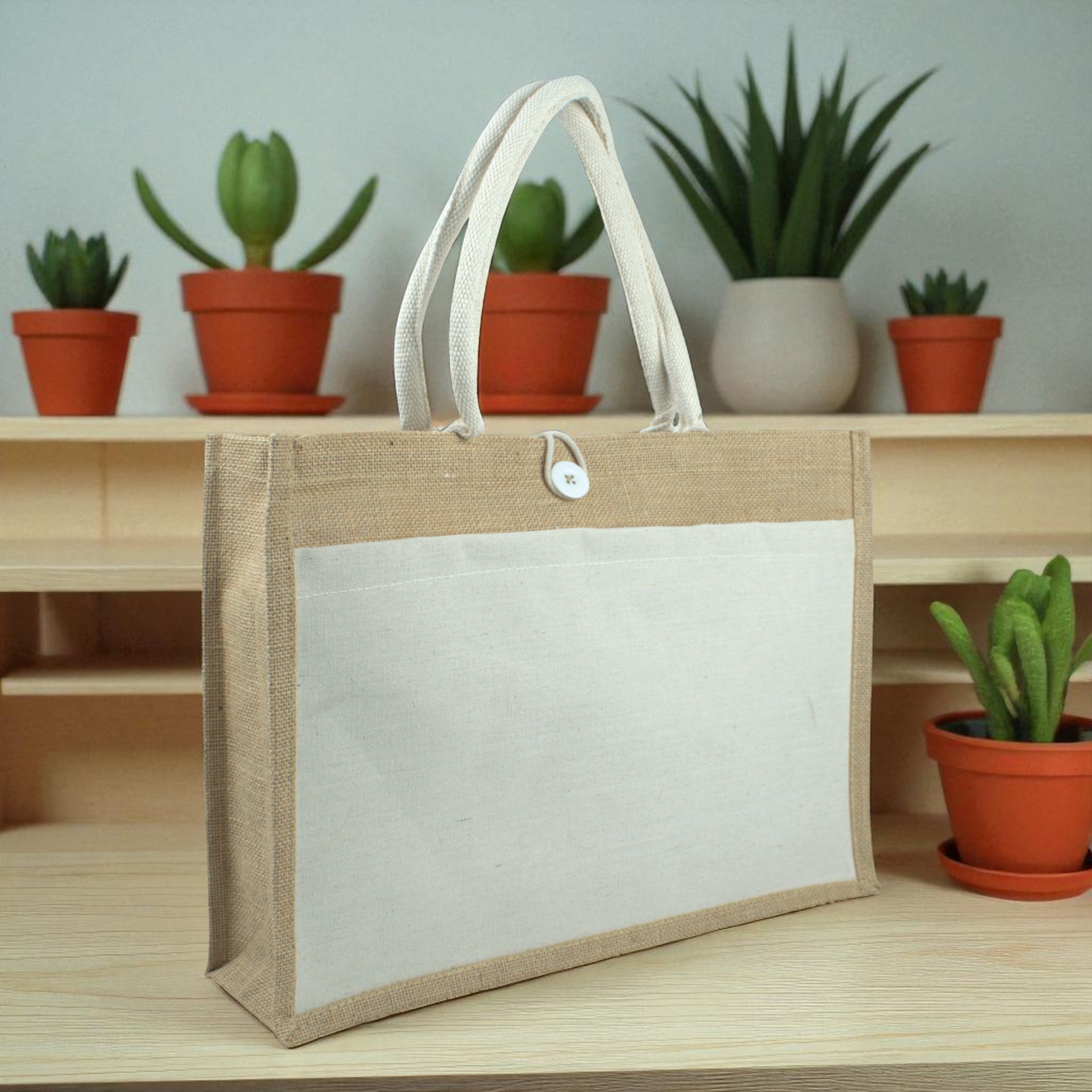 Jute Bags with Cotton Pocket
