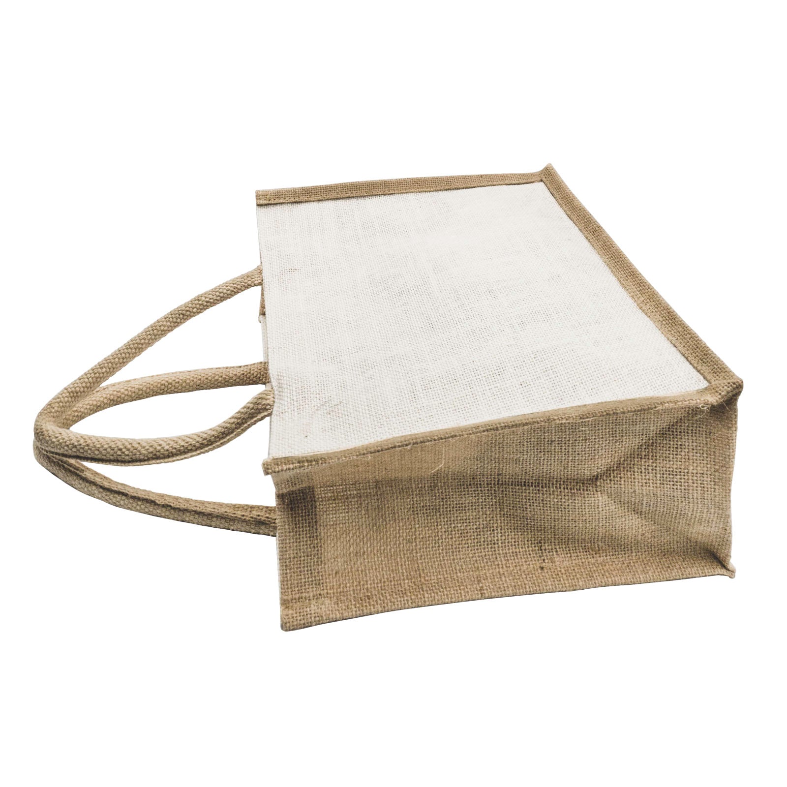 White Jute Hand Bag with Brown Border