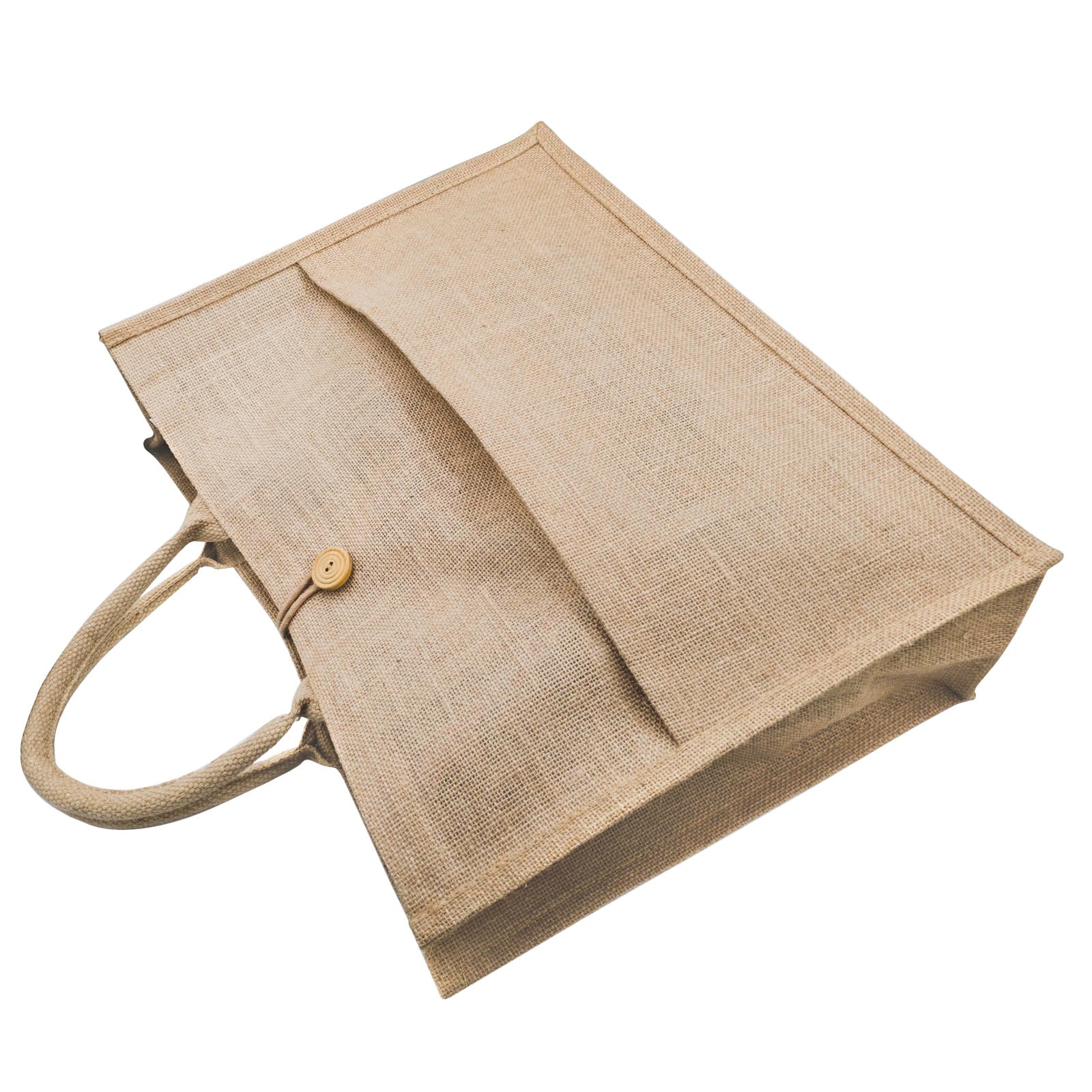 Jute Bag with Button and Front Pocket
