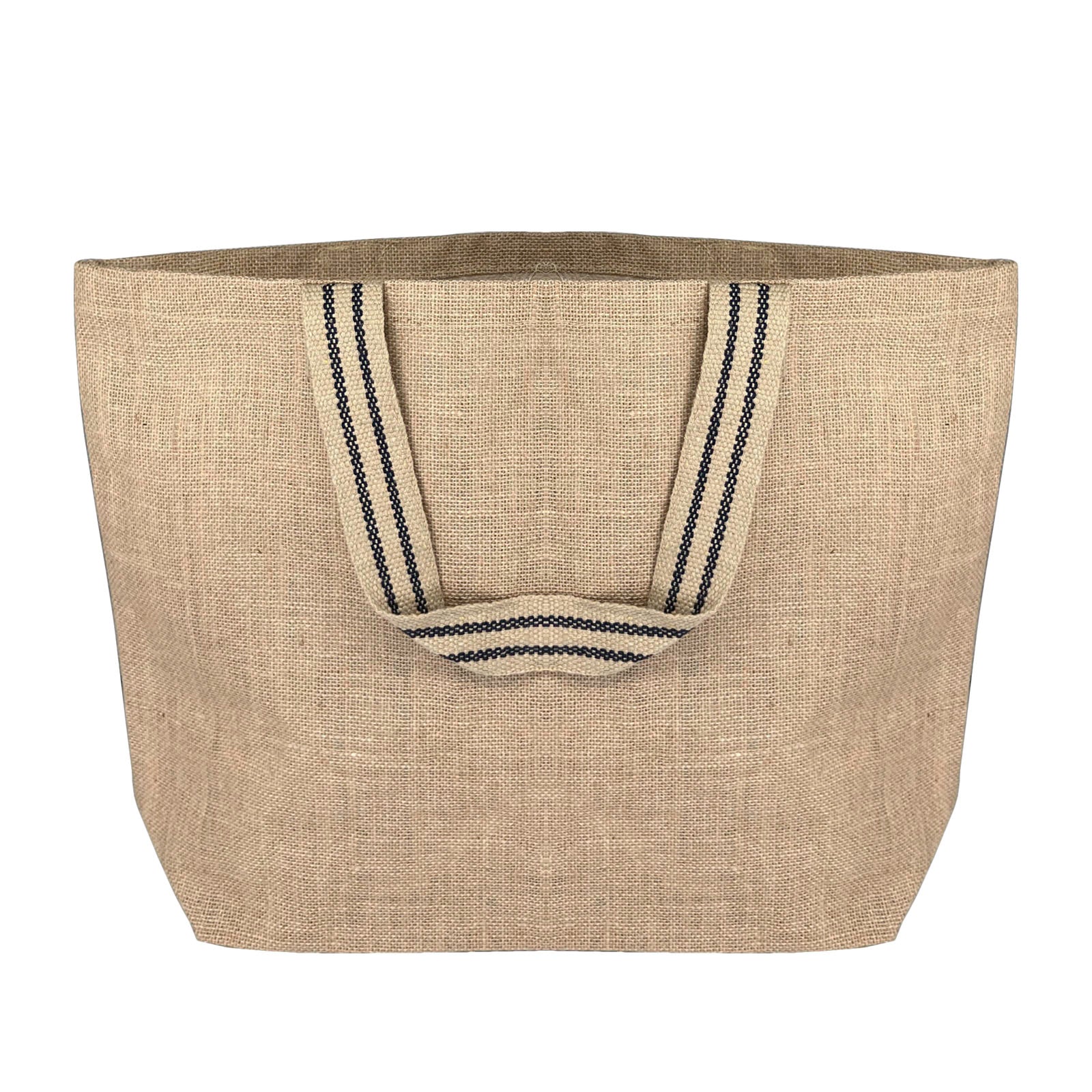 Jute Bag with Striped Handle