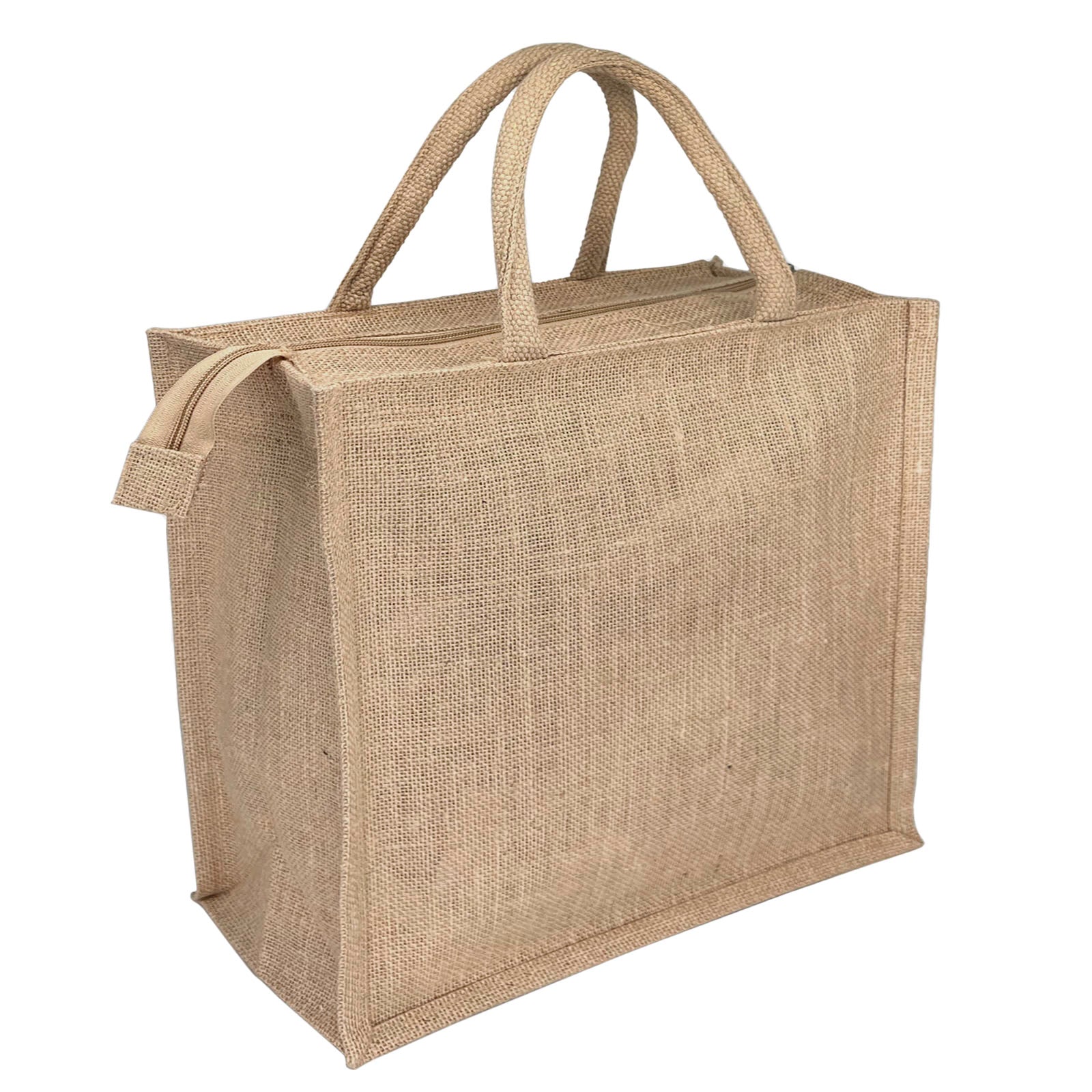 Jute Bag with Zipper Horizontal