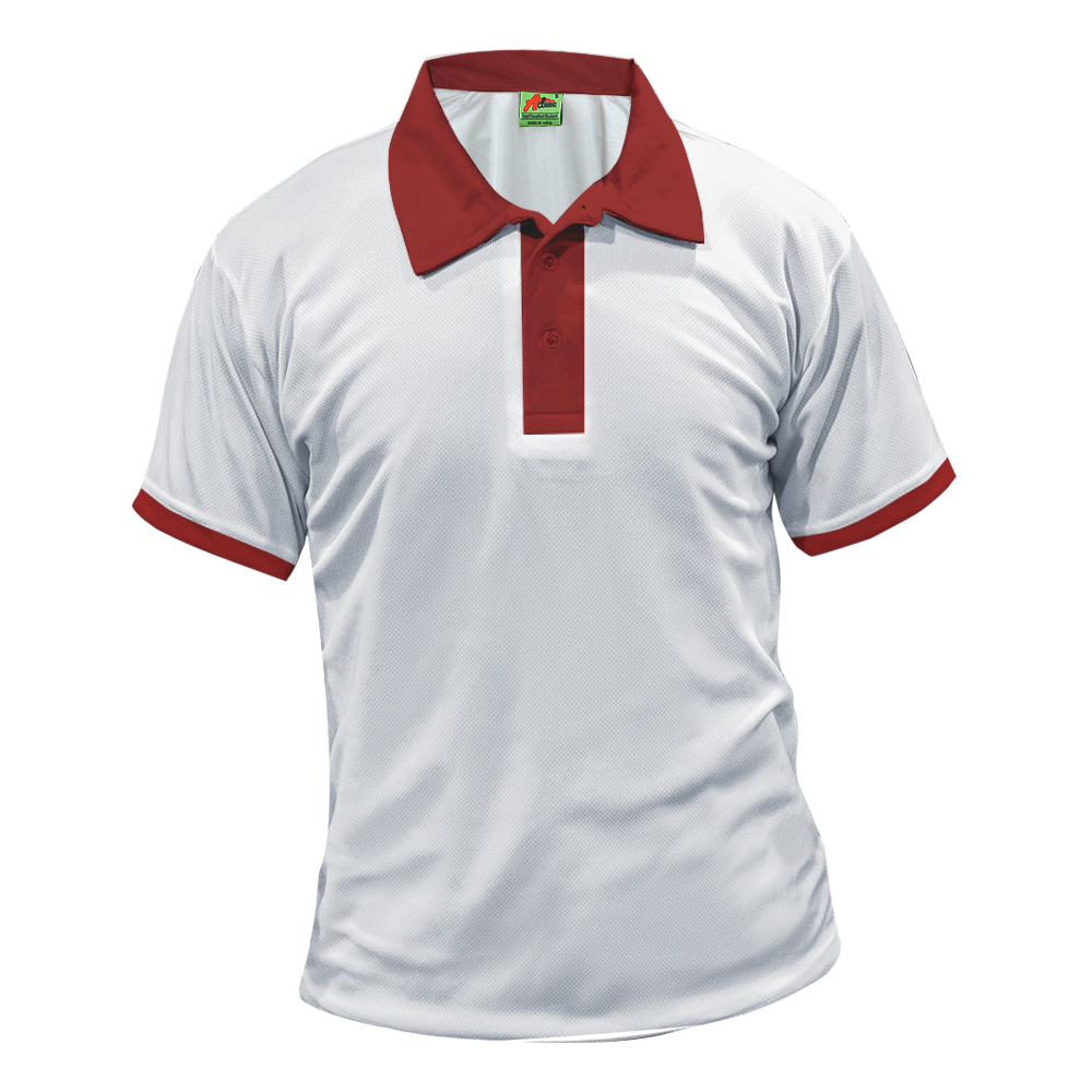 MAROON/WHITE DRY FIT POLO T-SHIRT